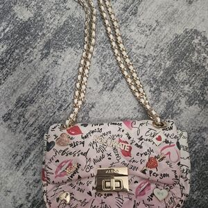 Aldo Soulmate Graffiti Print Crossbody Bag with Gold Chain
